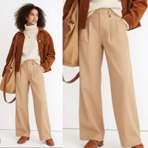 Madewell Harlow Wide-Leg Pants in seed khaki size 00‎